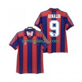 Camisolas de futebol FC Barcelona RONALDO 9 Retro Equipamento Principal 1996 1997 Manga Curta